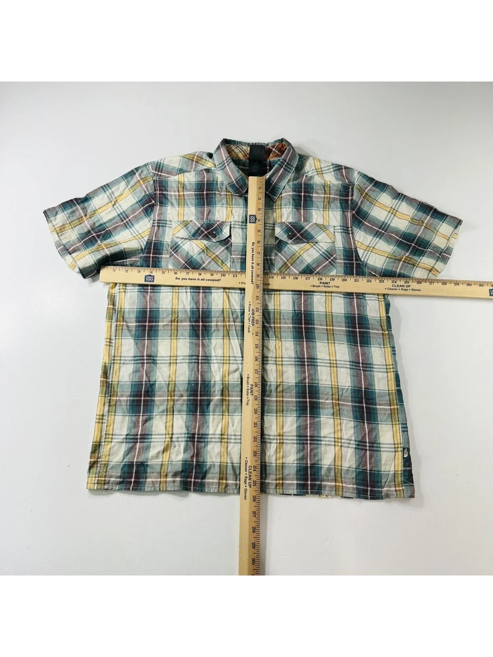 The North Face Button Down Shirt S/S Blue Yellow Plaid Men’s Size Large
